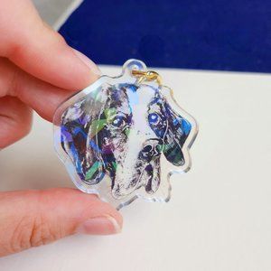English Pointer Keychain, Cute Acrylic Pet Gift, Holo Keychain Style, Dog Lover